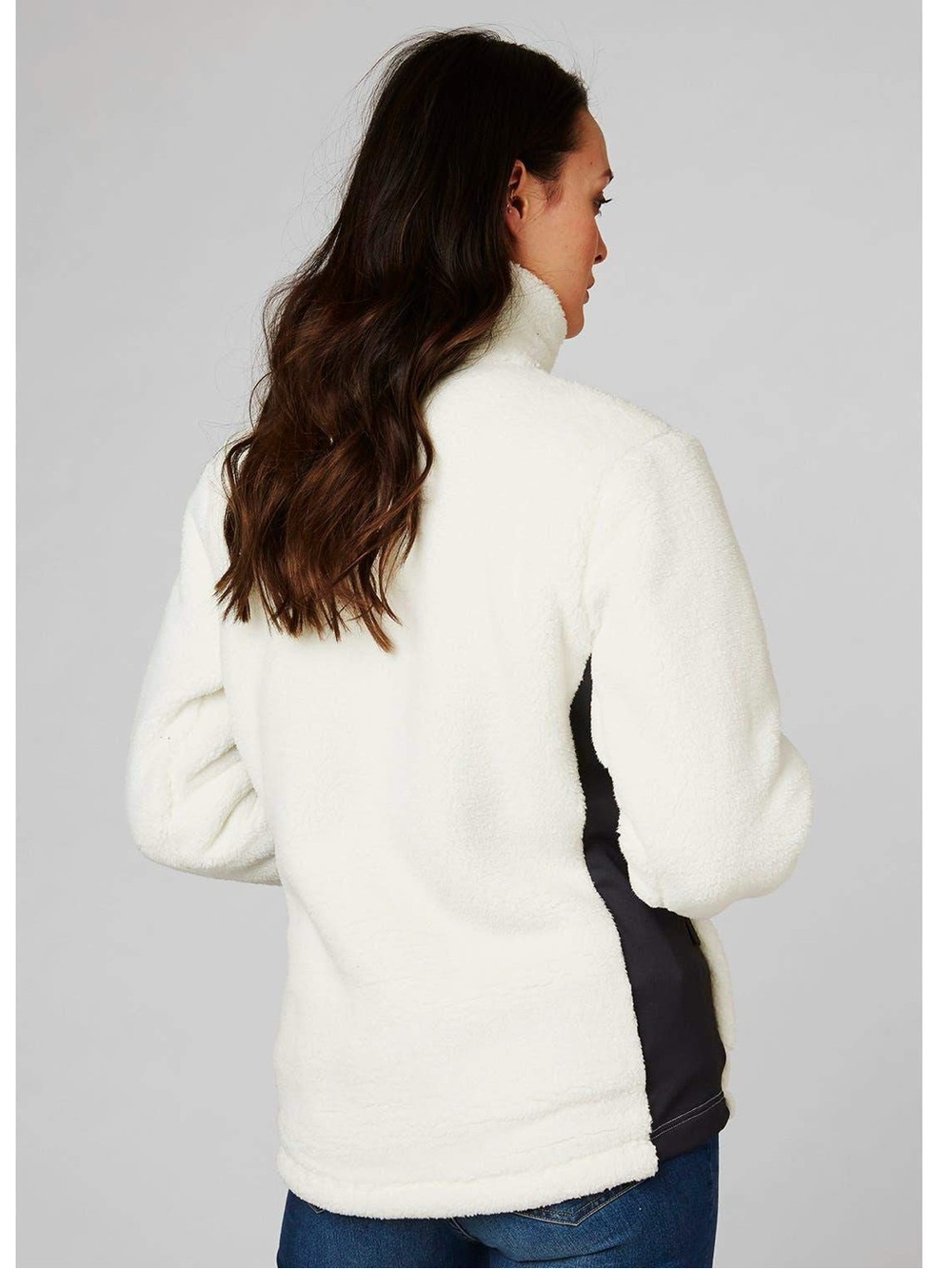 Helly Hansen Precious Fleece Jacket Sherpa Soft White Cream Navy Blue Large - Picture 3 of 4